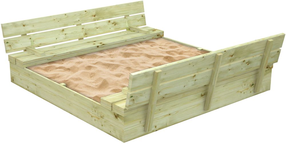 Sandkasse Sandy 16 med låg - grøn, dybimprægneret Sandkasse Sandy 16 med låg - grøn, dybimprægneret