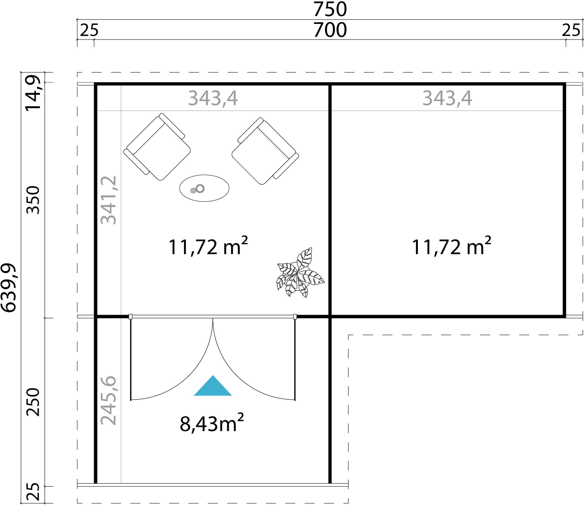 Attefallshus Bravo B - 24,5 m² Attefallshus Bravo B - 24,5 m²