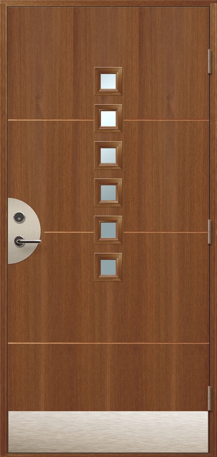 Ytterdörr Ruth Teak - små fönster + Tryckespaket Ytterdörr Ruth Teak - små fönster + Tryckespaket