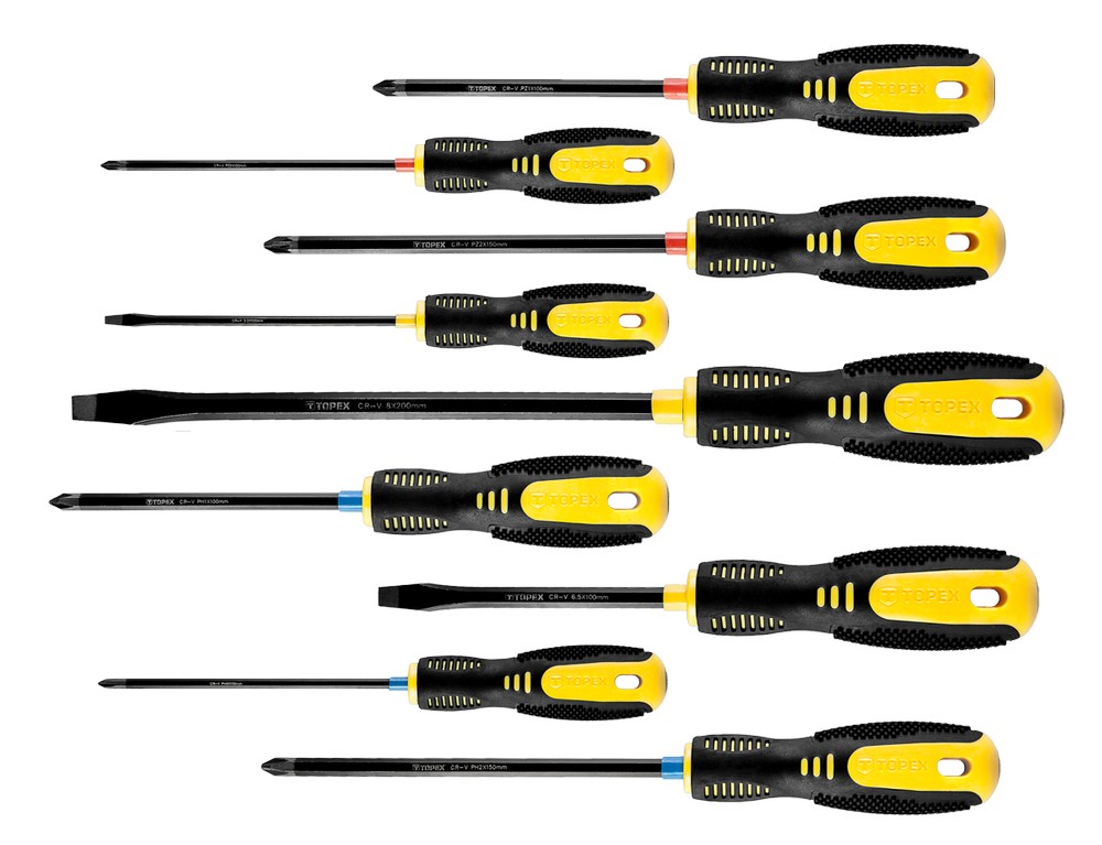 Skruvmejselsats, 9 delar (gul-svart) Skruvmejselsats, 9 delar (gul-svart)