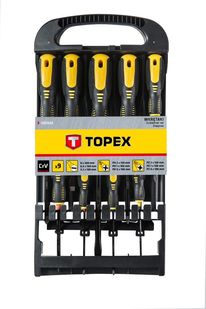 Skruvmejselsats, 9 delar (gul-svart) Skruvmejselsats, 9 delar (gul-svart)