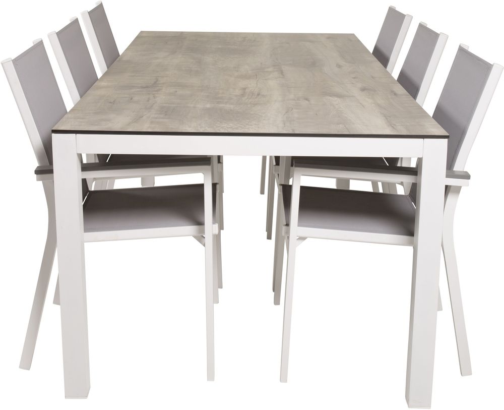 Tottarp Matgrupp (205x100) - Vit/Grå - 6 Stolar Tottarp Matgrupp (205x100) - Vit/Grå - 6 Stolar