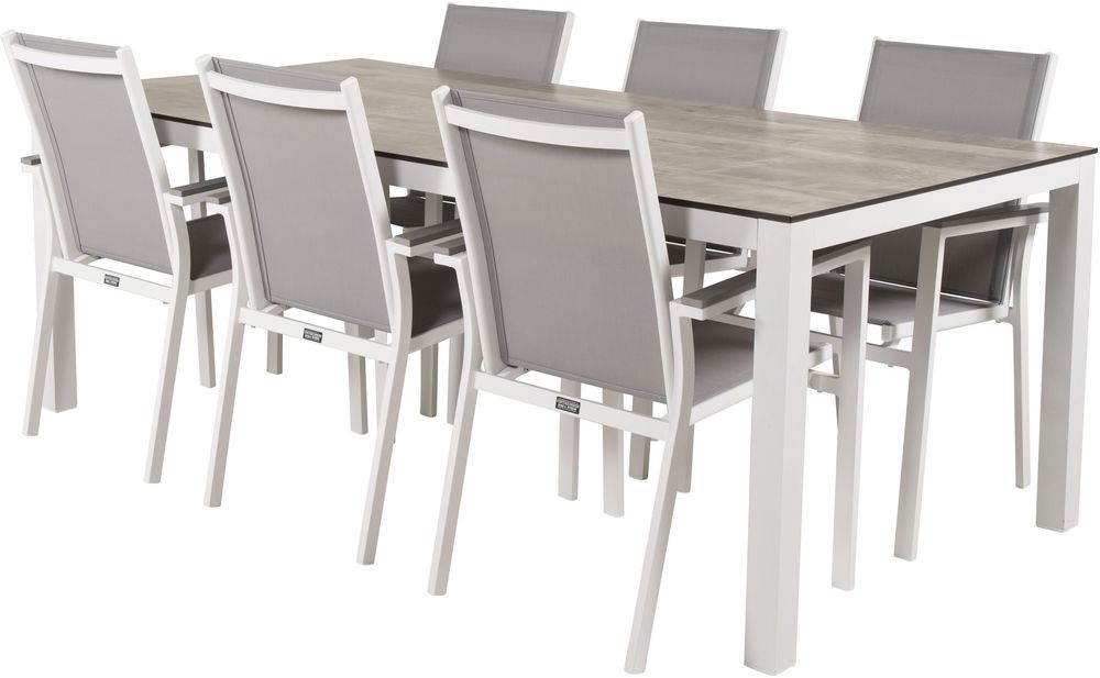 Tottarp Matgrupp (205x100) - Vit/Grå - 6 Stolar Tottarp Matgrupp (205x100) - Vit/Grå - 6 Stolar