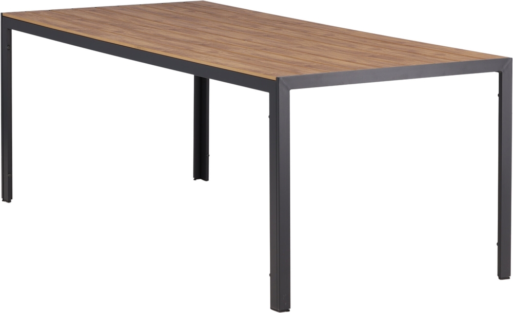 Chania matgrupp; 6 st Copacabana stolar med matbord 205 x 90 cm - Svart/natur