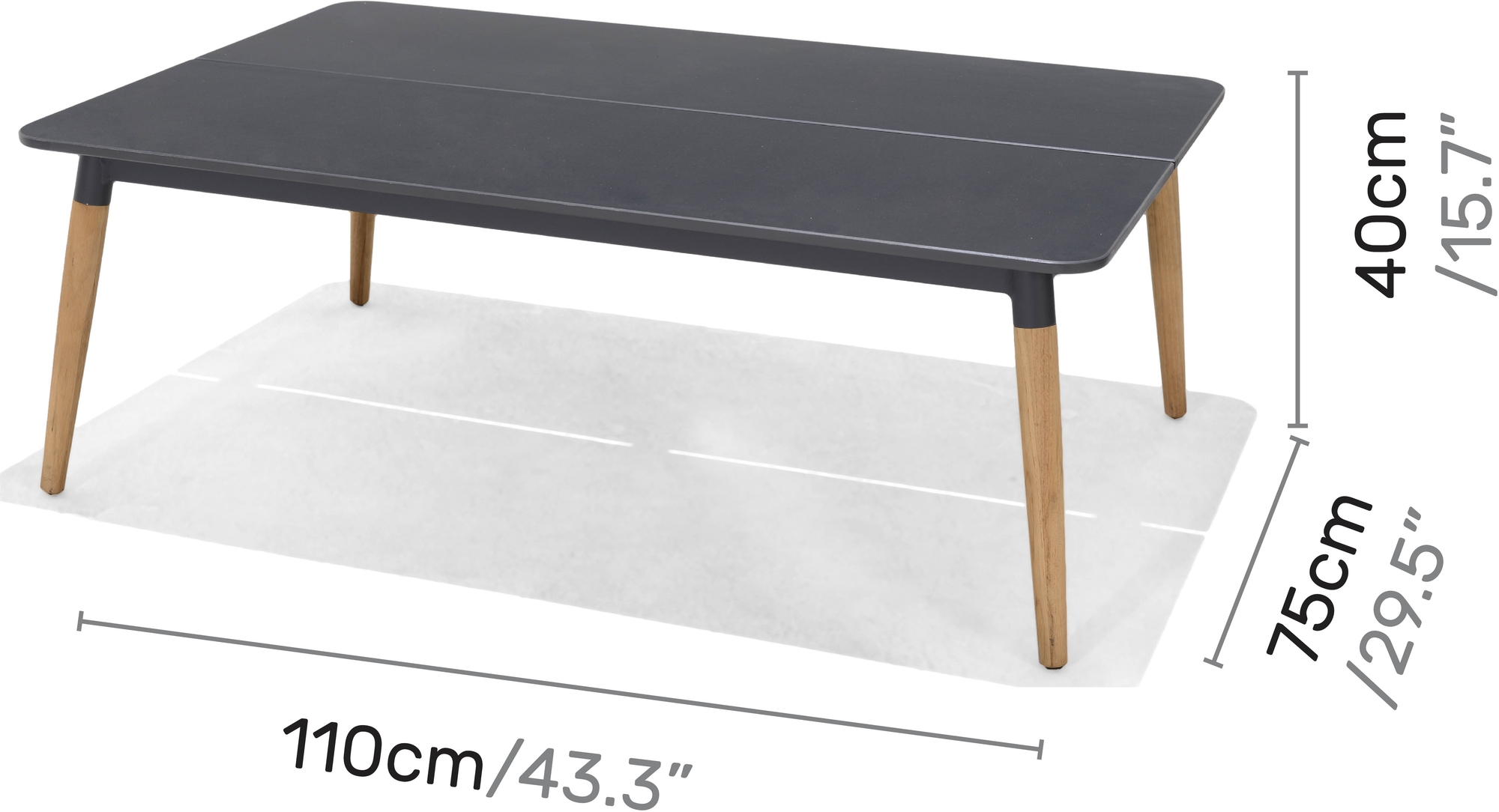 Lifestyle Garden utegrupp Ipanema med soffa, 2 st ftljer och soffbord - Gr / Teak / Olefin