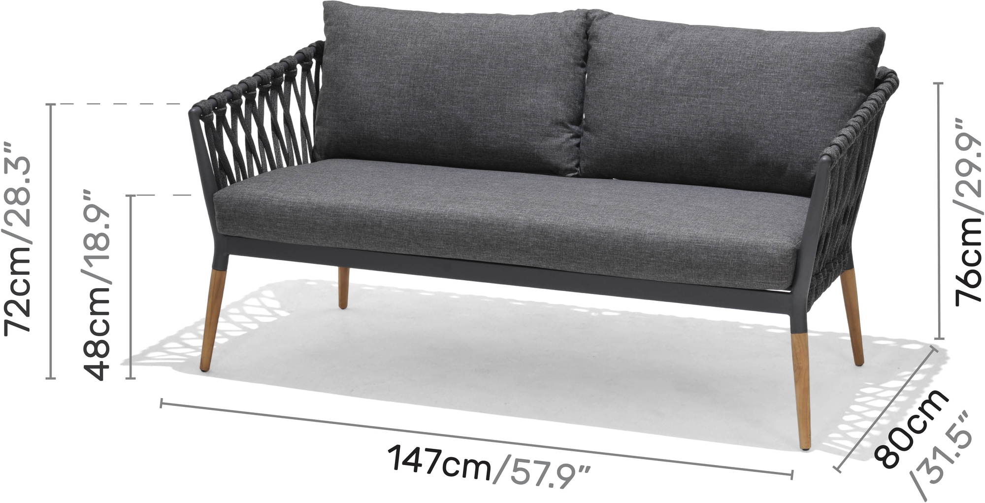 Lifestyle Garden utegrupp Ipanema med soffa, 2 st ftljer och soffbord - Gr / Teak / Olefin