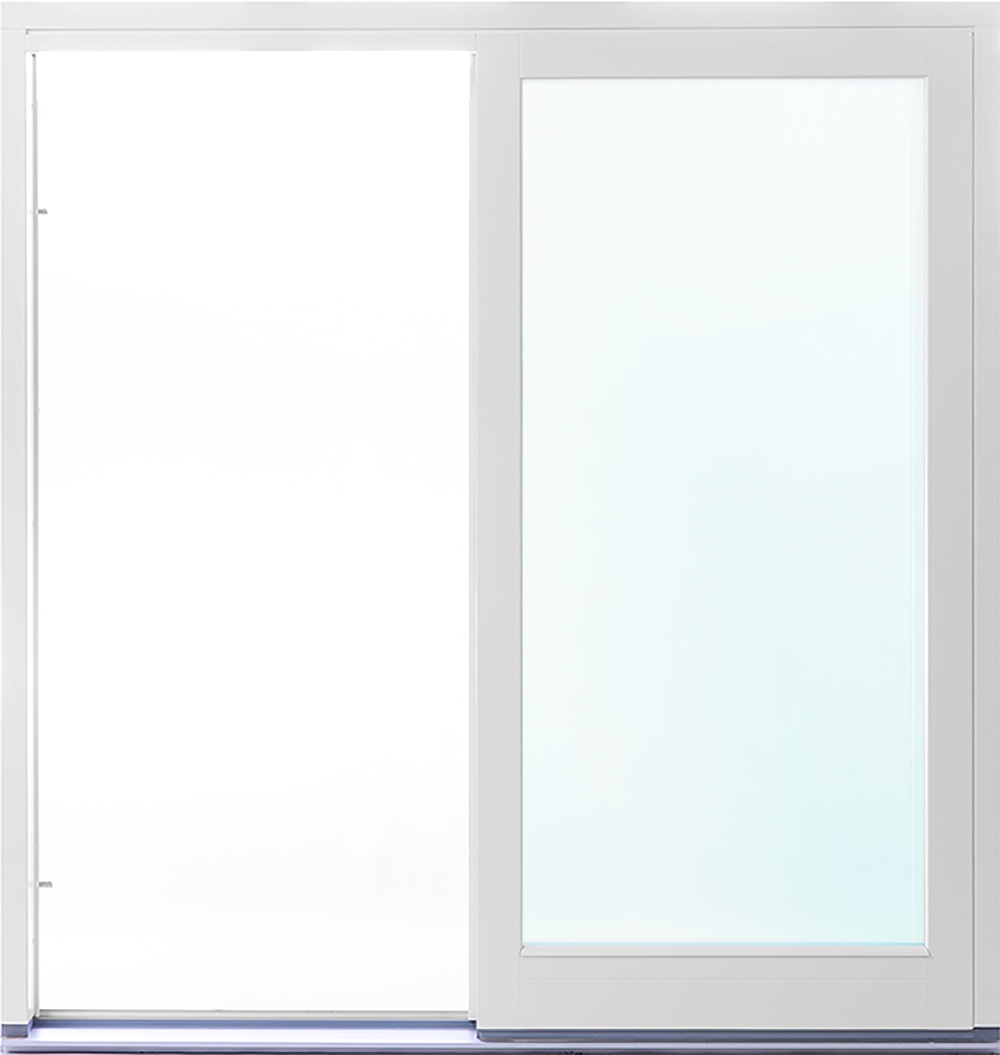 2-delat fasadparti i aluminium med skjutdörr - 3-glas + Karmhylsor 2-delat fasadparti i aluminium med skjutdörr - 3-glas + Karmhylsor