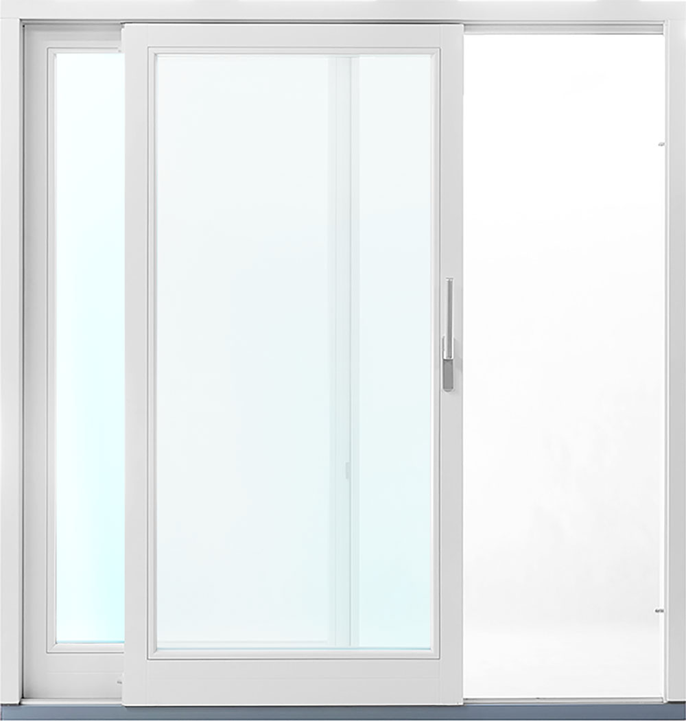 2-delat fasadparti i trä med skjutdörr - 3-glas + Karmhylsor 2-delat fasadparti i trä med skjutdörr - 3-glas + Karmhylsor