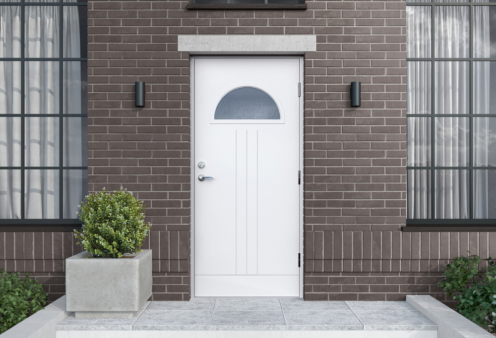 Ytterdörr Carina - med halvmånefönster + Karmhylsor Ytterdörr Carina - med halvmånefönster + Karmhylsor