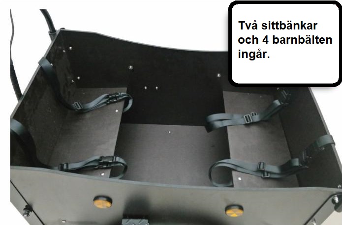 Eldriven Lådcykel med svart låda + Reflexsele Eldriven Lådcykel med svart låda + Reflexsele