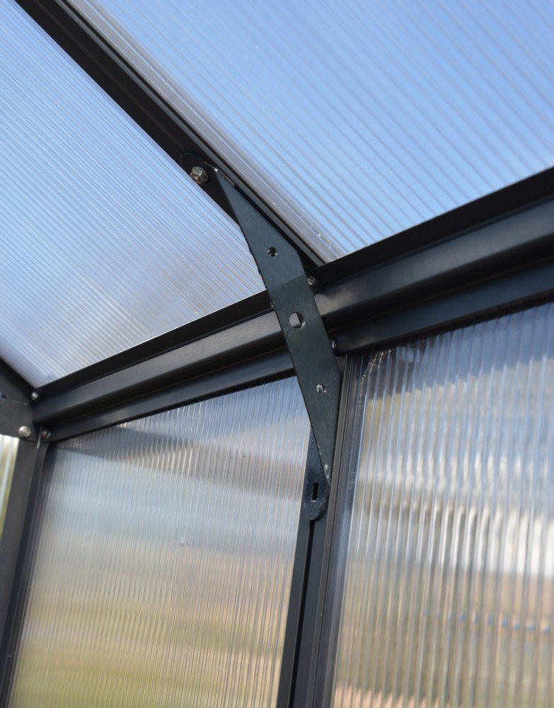 Växthus Glory 11,8 m² - Antracitgrå + Växthusrengöring Växthus Glory 11,8 m² - Antracitgrå + Växthusrengöring