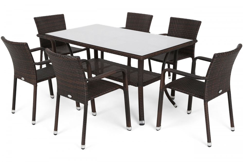 Matgrupp Sumba bord + 6 stolar - Brunmelerad Matgrupp Sumba bord + 6 stolar - Brunmelerad