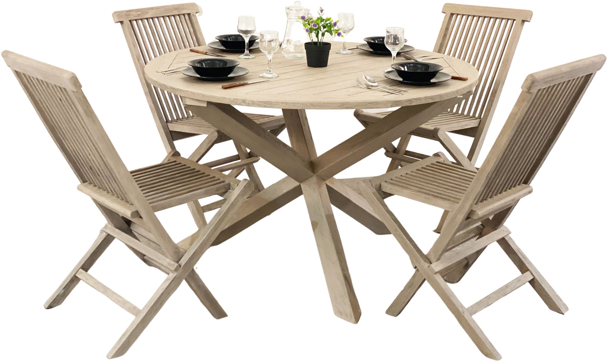 Saltö - Runt matbord i grå teak Saltö - Runt matbord i grå teak