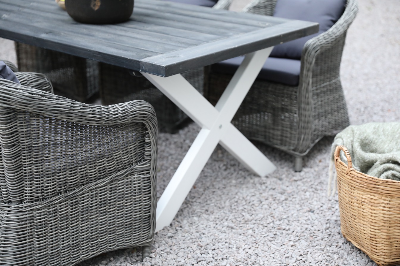 Oxford - Utemöbelgrupp 220 cm Grå/Vit Oxford - Utemöbelgrupp 220 cm Grå/Vit