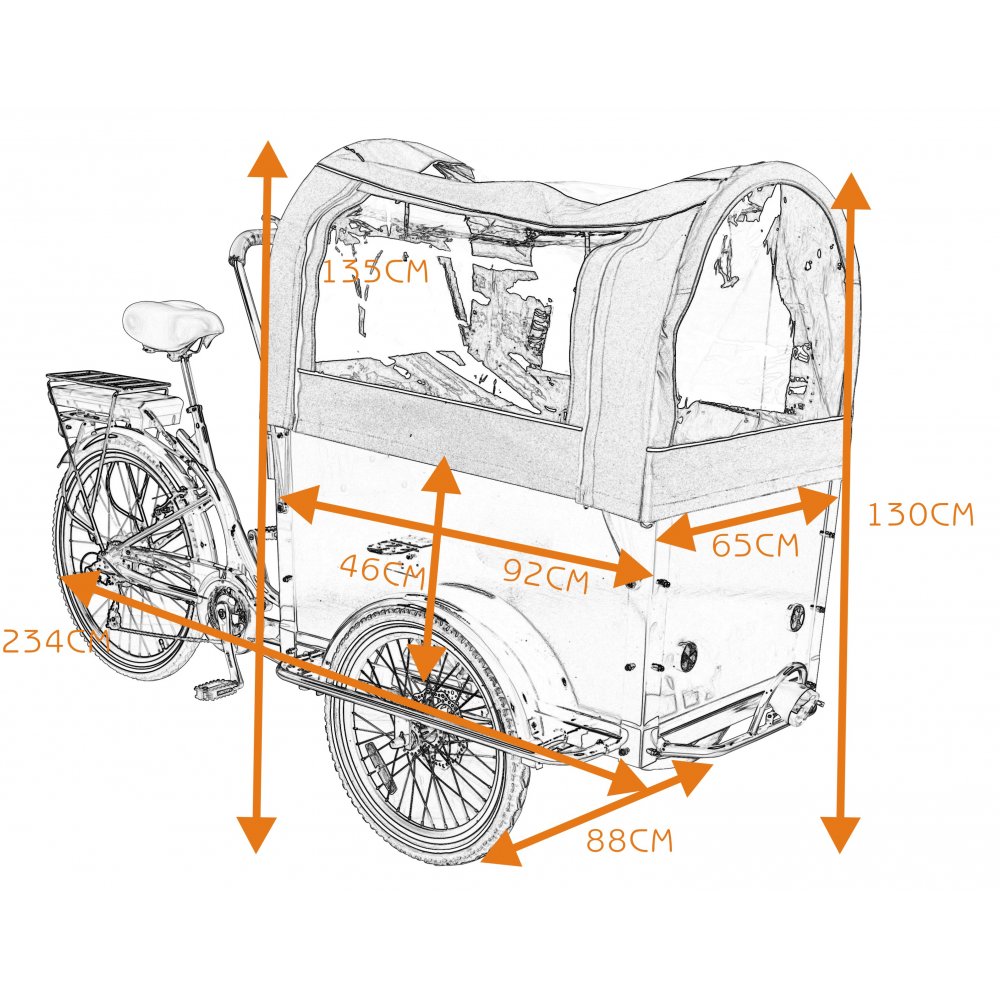 Eldriven Lådcykel med brun låda - 12,8 Ah + Låskätting Eldriven Lådcykel med brun låda - 12,8 Ah + Låskätting
