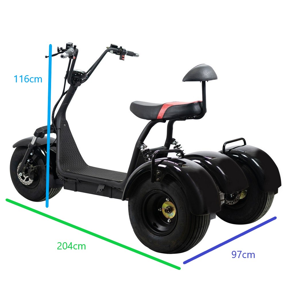 Elscooter Trehjuling - CityCoco 1200W + Lsktting