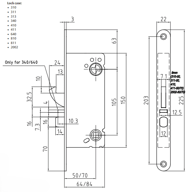 Låshus ASSA ABLOY 2002-50 - Vänster Låshus ASSA ABLOY 2002-50 - Vänster
