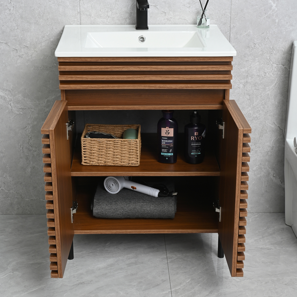 Badezimmermöbel Venice 60 - Gerillt aus dunklem Holz Badezimmermöbel Venice 60 - Gerillt aus dunklem Holz