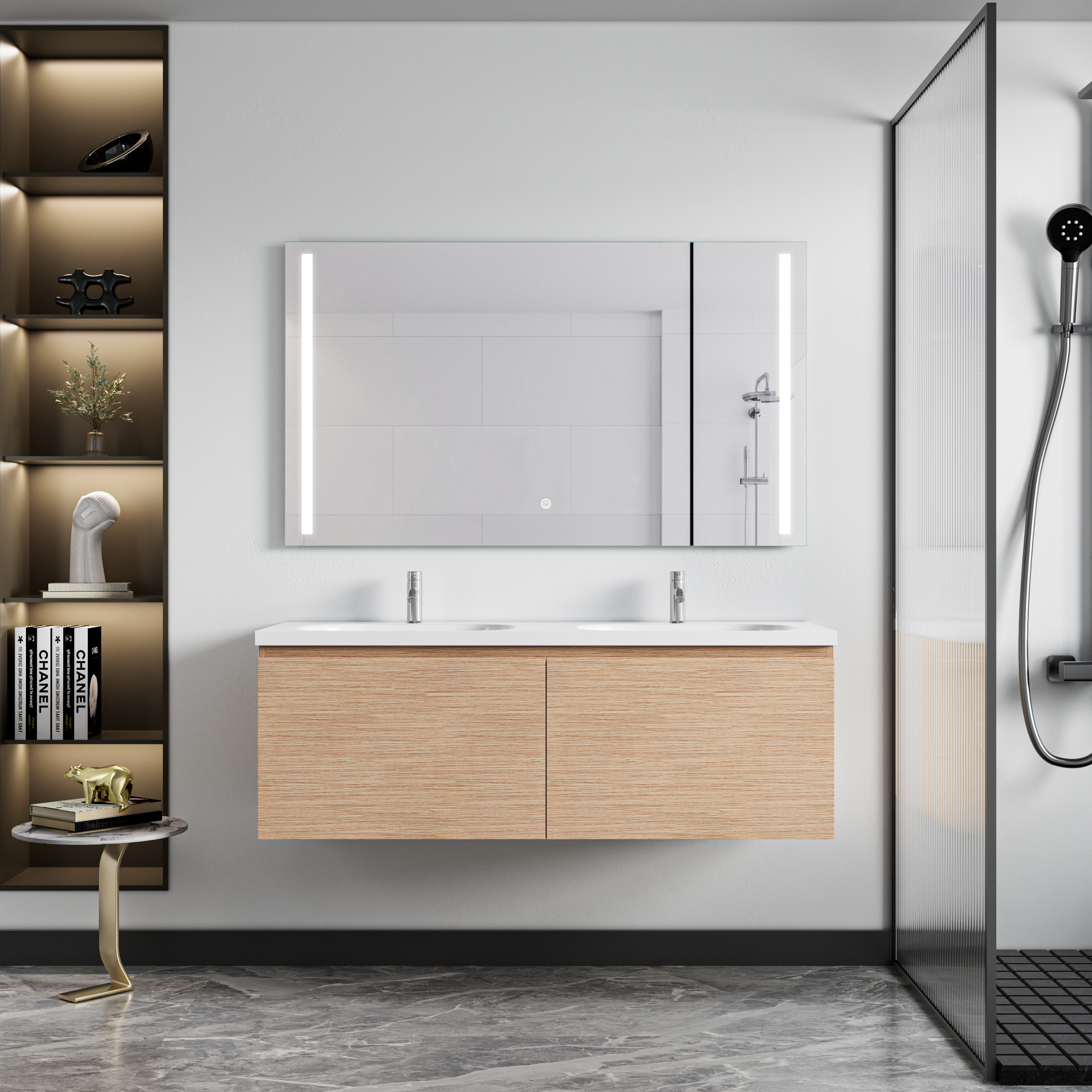 Badezimmermöbel Siena - Helle Holzimitation Badezimmermöbel Siena - Helle Holzimitation