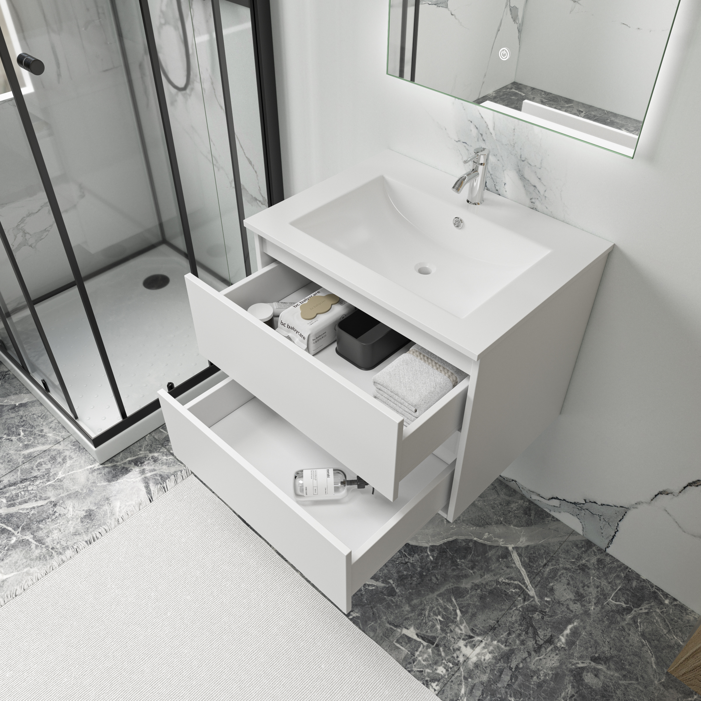 Badezimmermöbel Florence 60 cm - Weiß Badezimmermöbel Florence 60 cm - Weiß