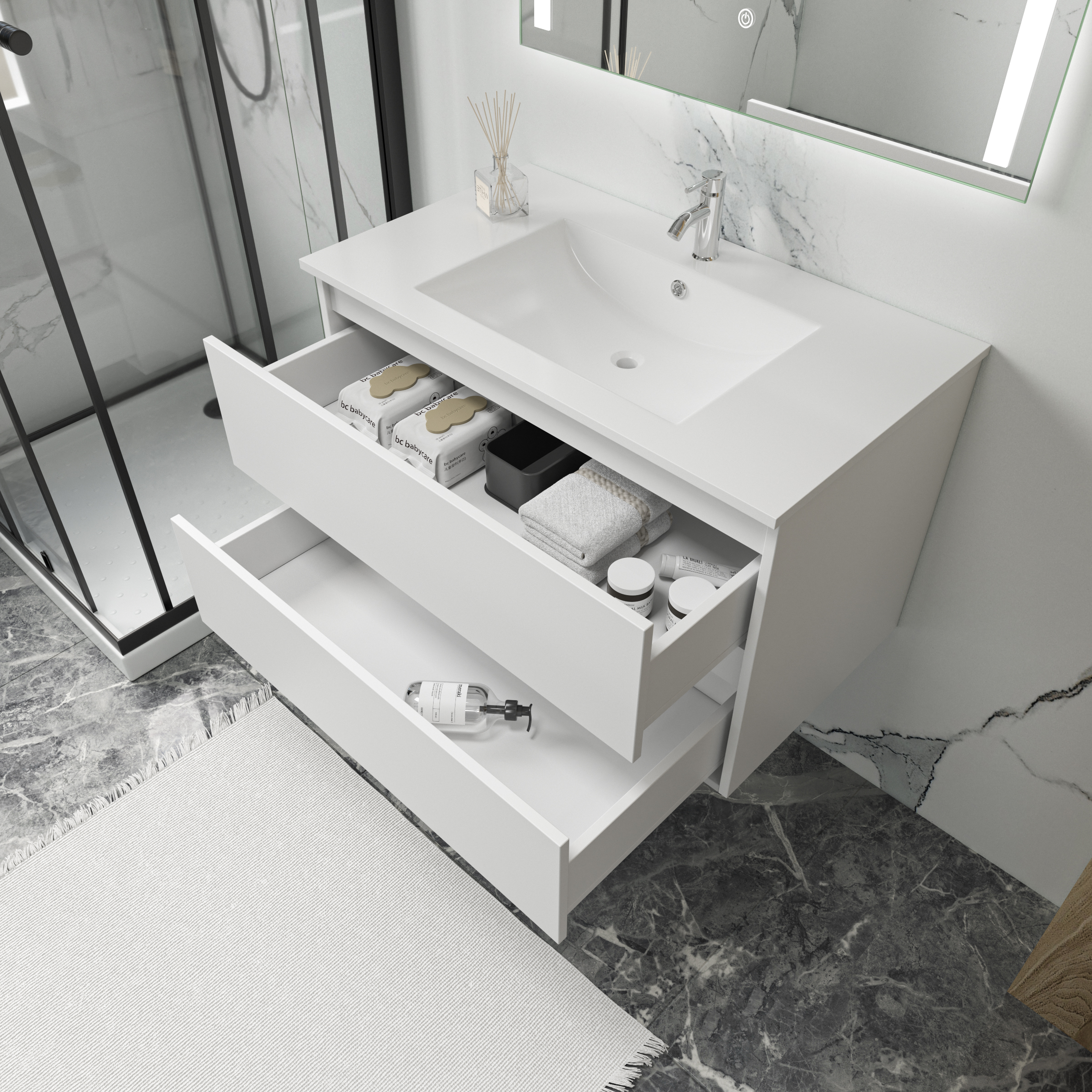 Badezimmermöbel Florence 80 cm - Weiß Badezimmermöbel Florence 80 cm - Weiß