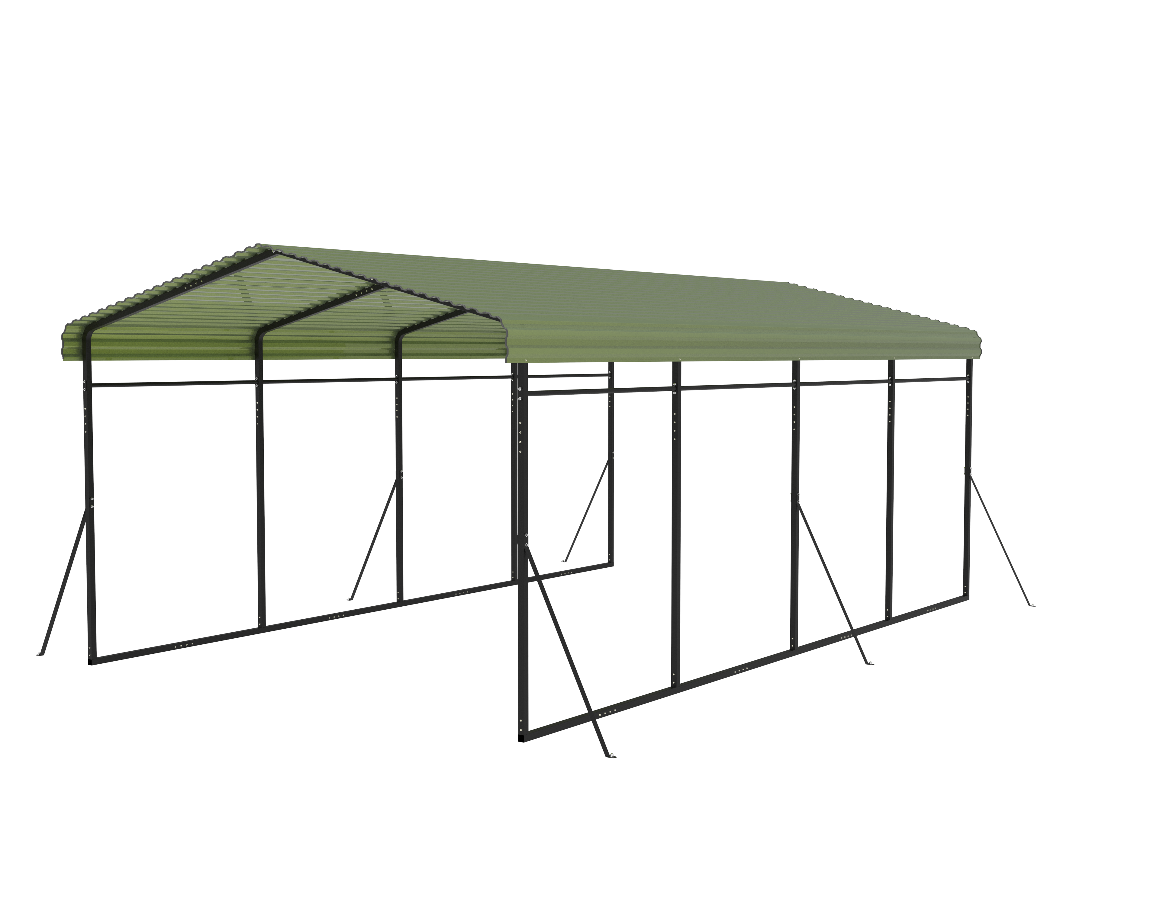 Carport med metallram och färgplåt Carport med metallram och färgplåt