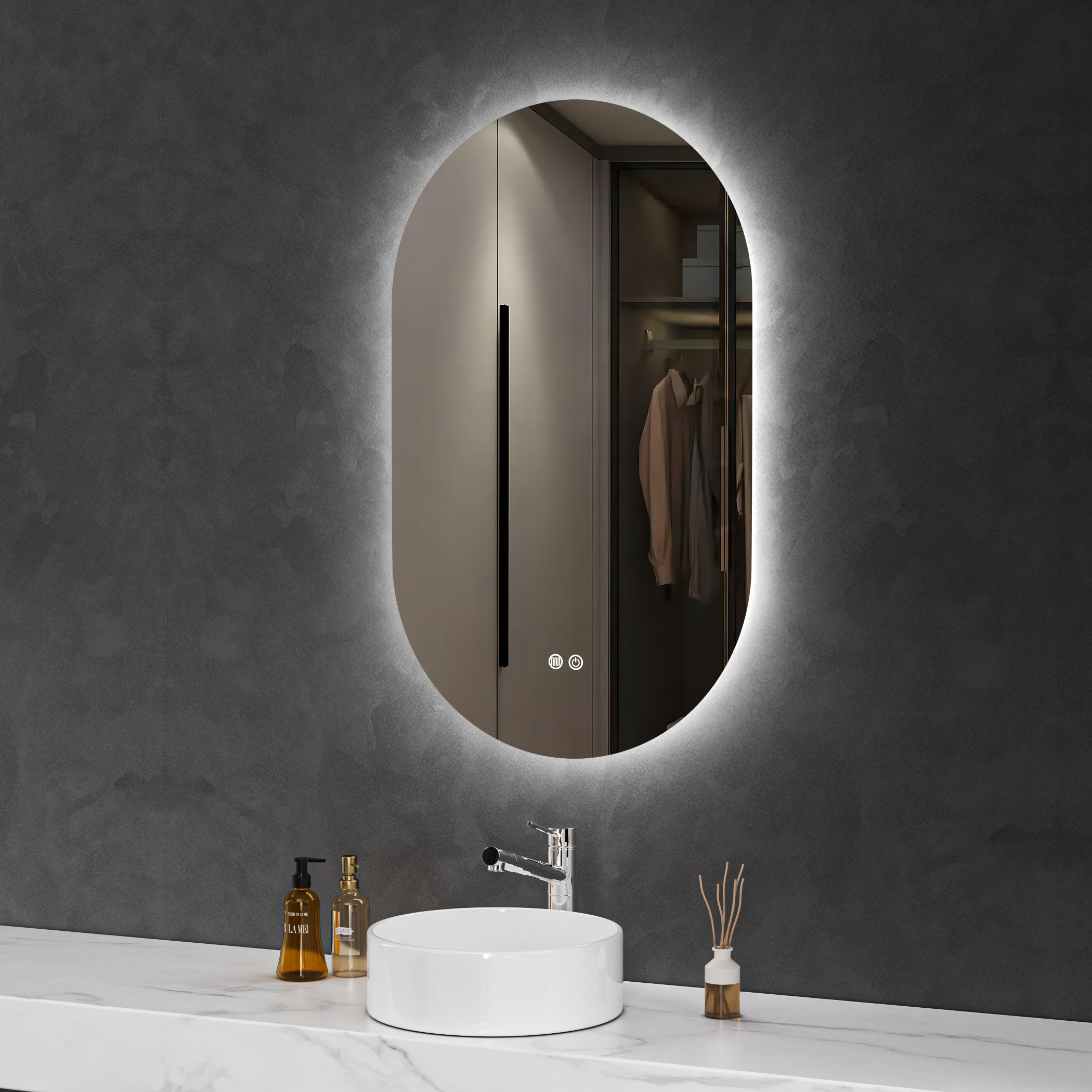 Oval spegel Foligno med LED-belysning Oval spegel Foligno med LED-belysning