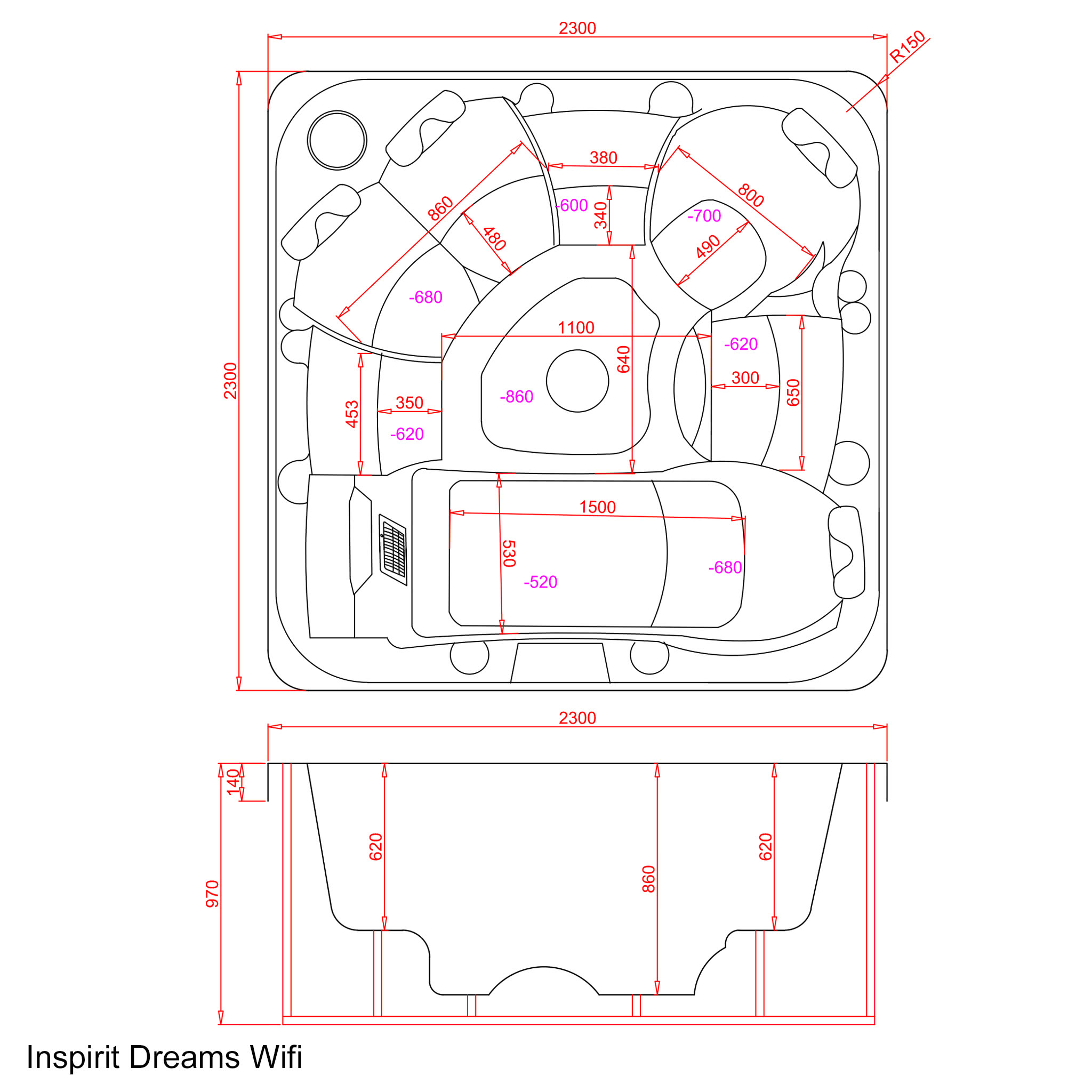 Spabad Inspirit Dreams Blackline - 7 personer Spabad Inspirit Dreams Blackline - 7 personer