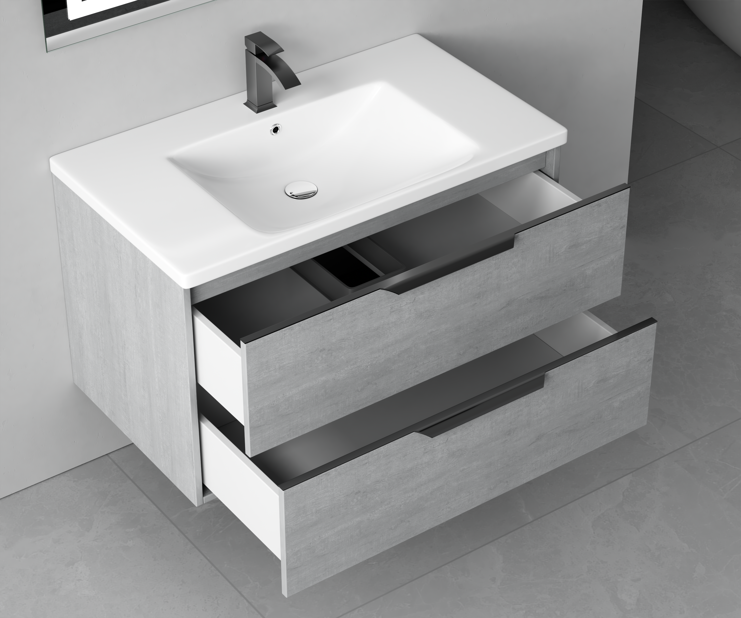 Badezimmermöbel London 80 cm - Betongrau Badezimmermöbel London 80 cm - Betongrau