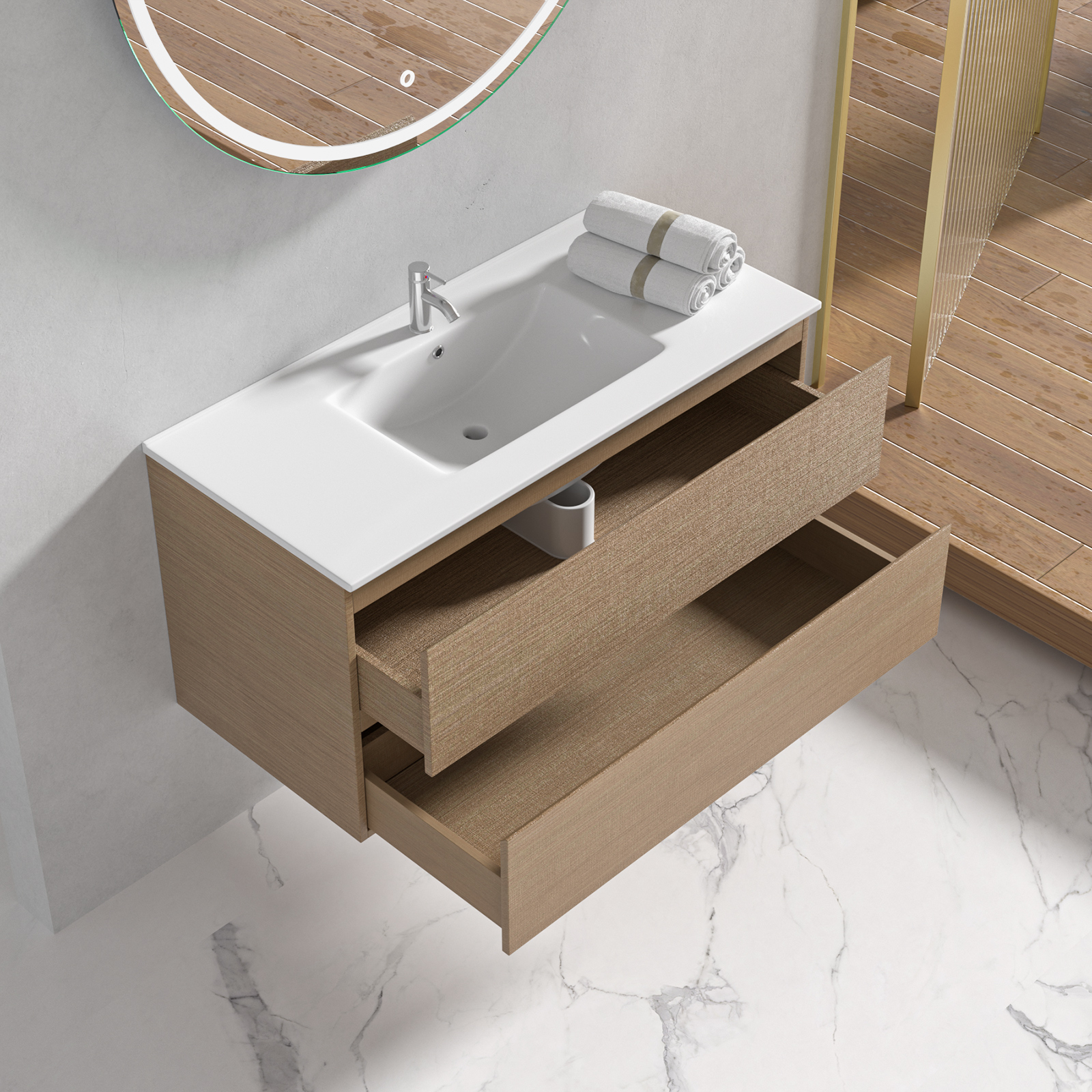 Badrumsöbler Milan 100 cm - Ljust trä Badrumsöbler Milan 100 cm - Ljust trä