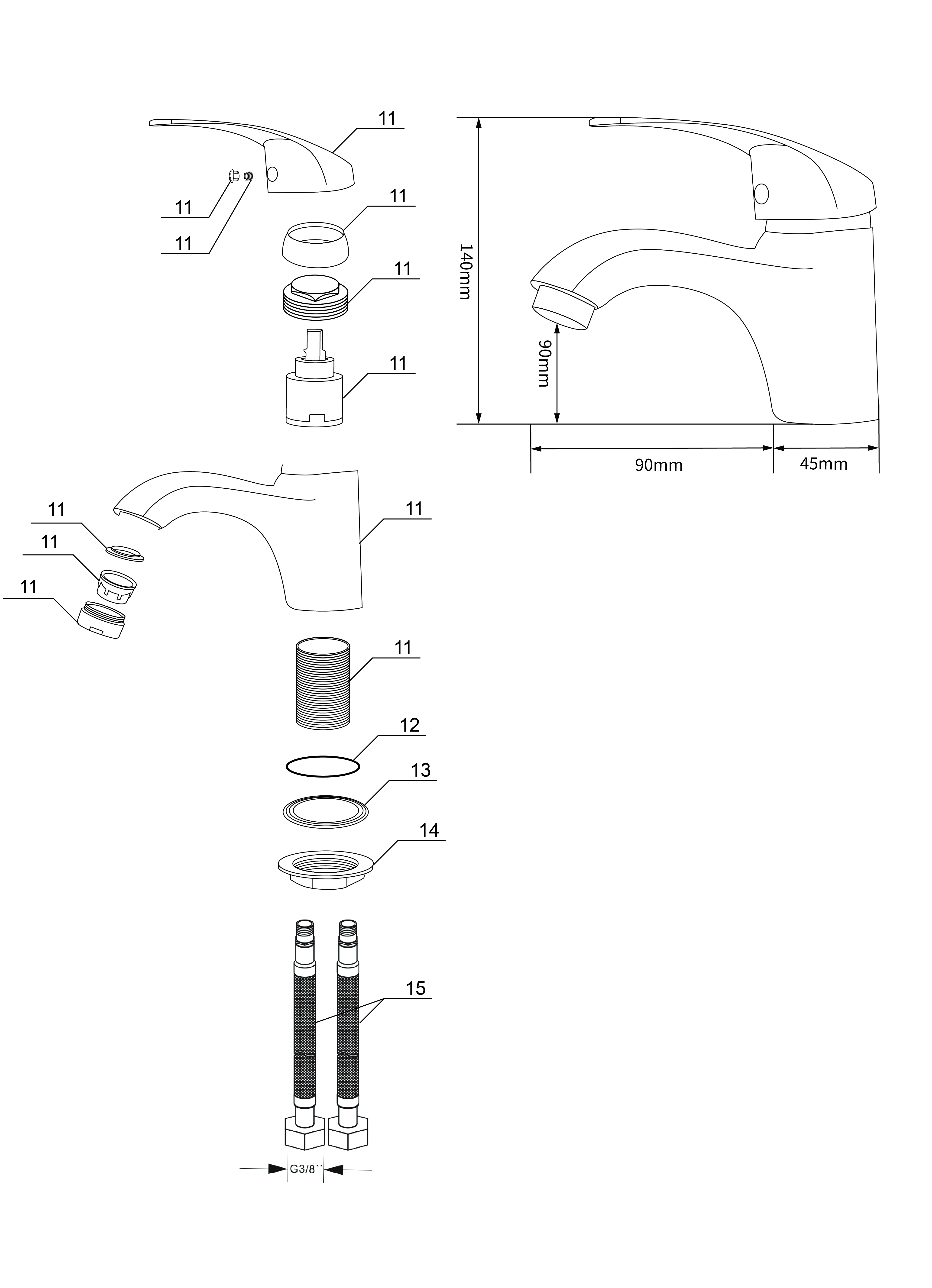 Tvättställsblandare Begonia - Krom Tvättställsblandare Begonia - Krom