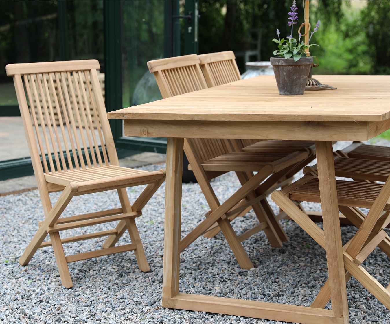 Salt utematgrupp matbord 180x100 cm med 6 st Salt matstolar - Teak