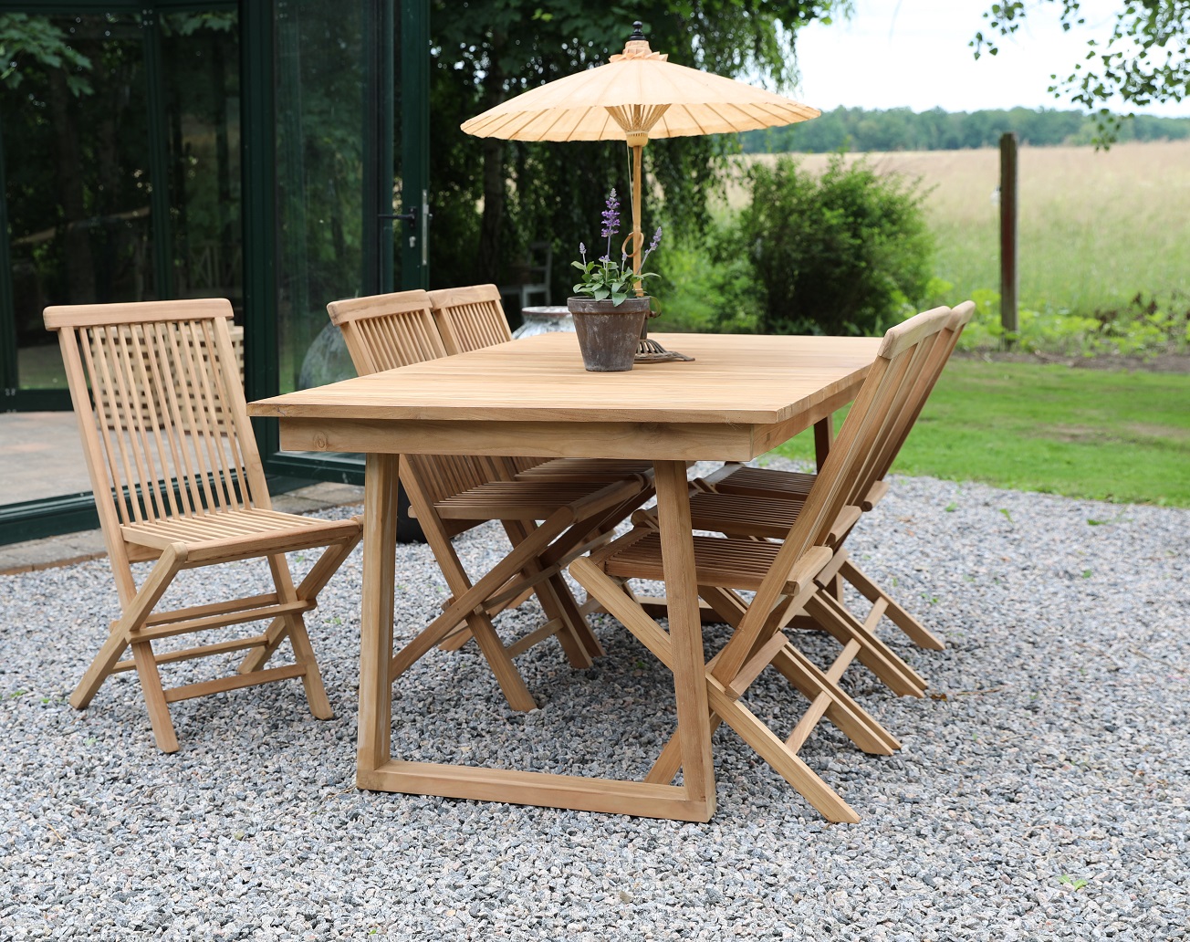 Salt utematgrupp matbord 180x100 cm med 6 st Salt matstolar - Teak