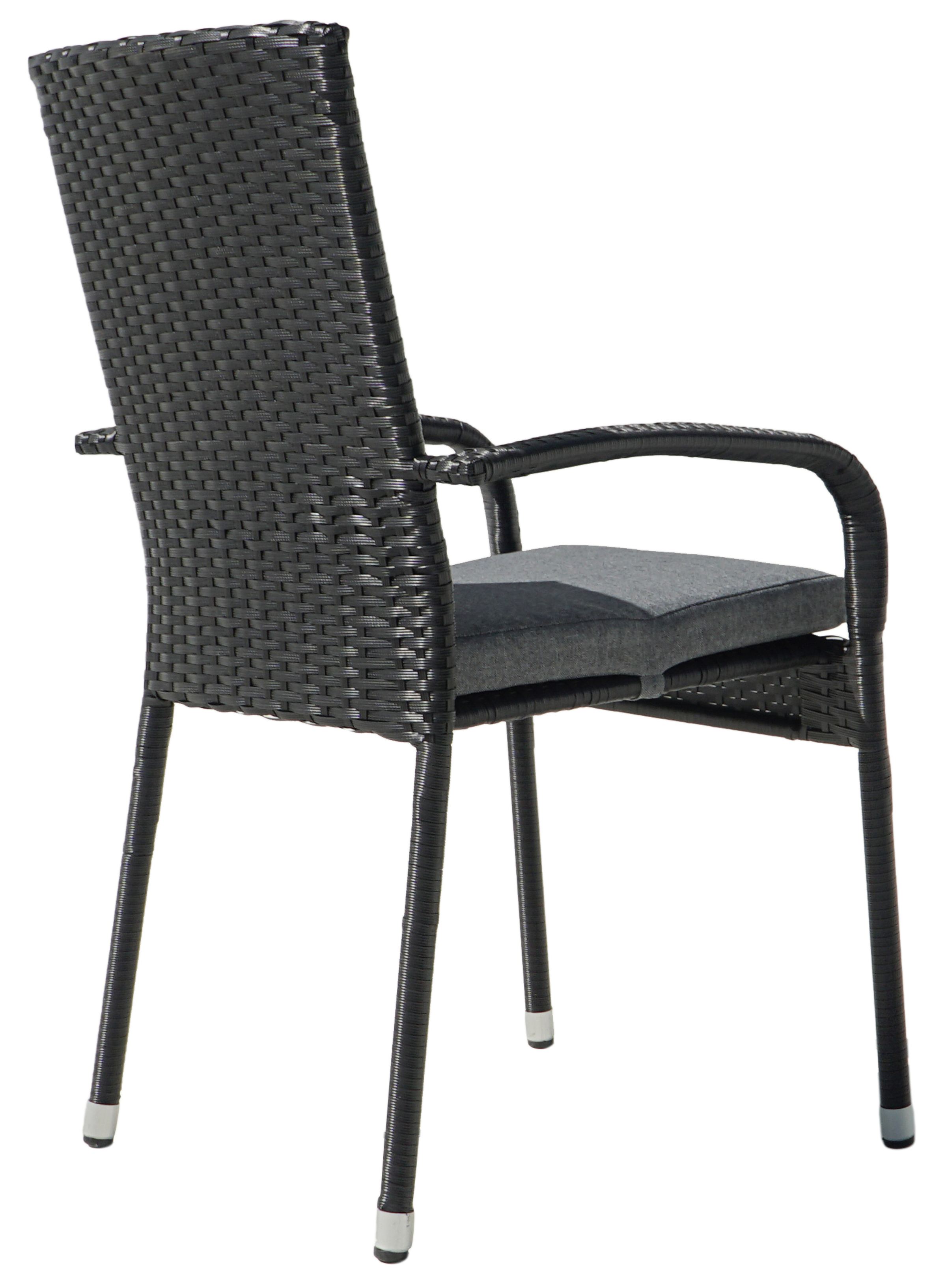 Majken stapelbar utestol med dyna - Svart konstrotting med grå sittdyna Majken stapelbar utestol med dyna - Svart konstrotting med grå sittdyna