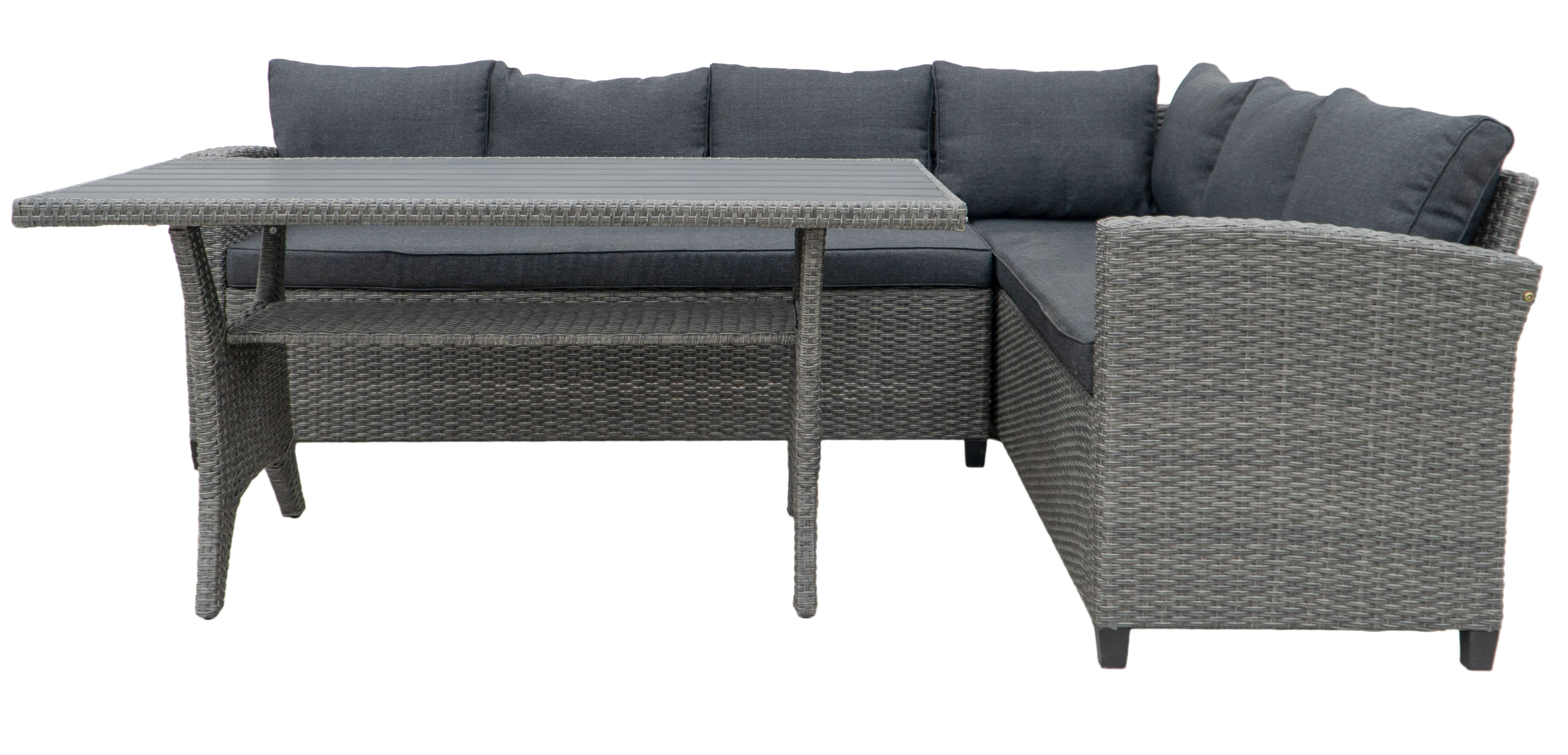 Tor utesoffgrupp med matbord i rotting - Grå konstrotting Tor utesoffgrupp med matbord i rotting - Grå konstrotting