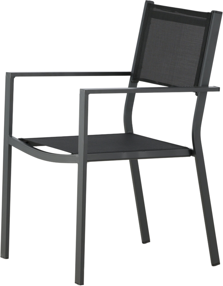 Chania matgrupp; 6 st Copacabana stolar med matbord 205 x 90 cm - Svart/natur