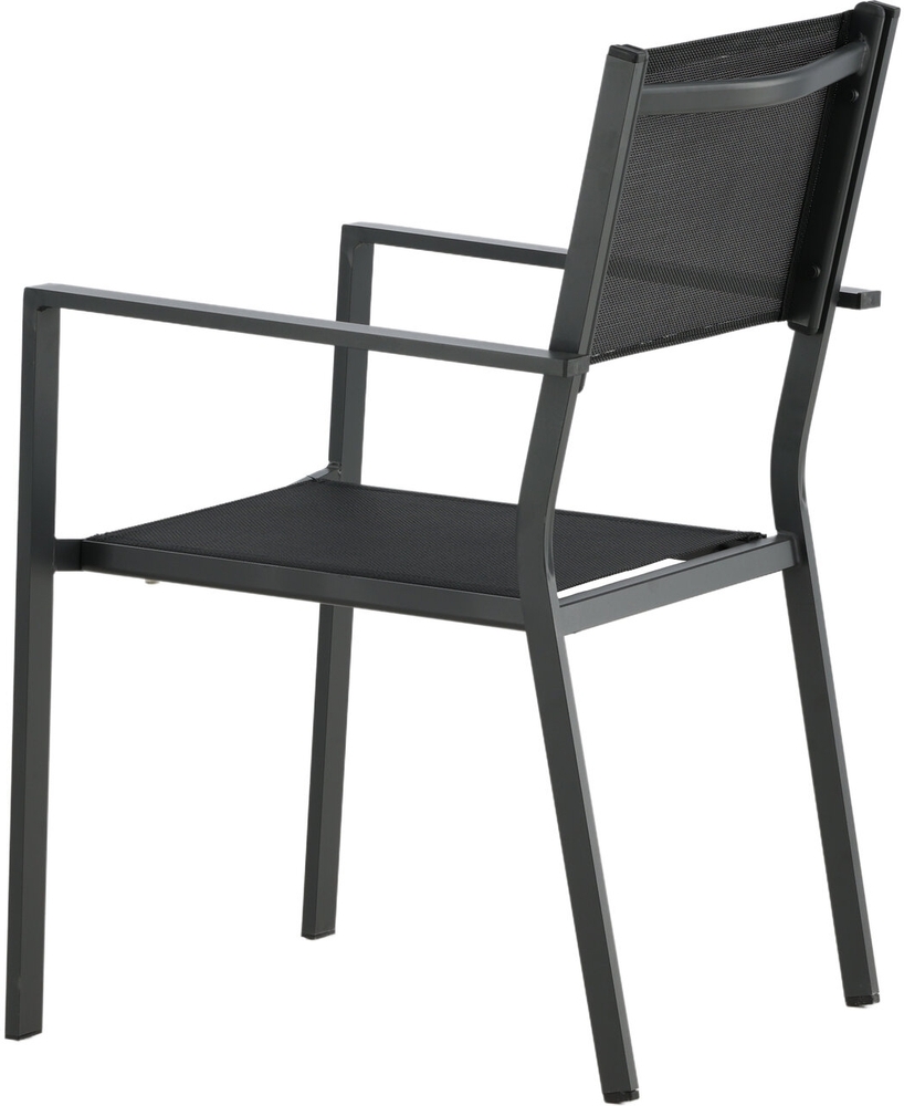 Chania matgrupp; 6 st Copacabana stolar med matbord 205 x 90 cm - Svart/natur