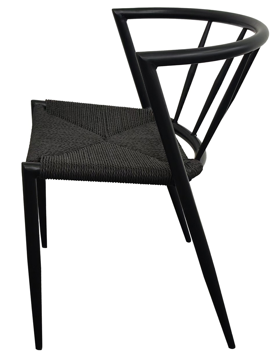 Bella utestol i svat metall med svat repsits Bella utestol i svat metall med svat repsits