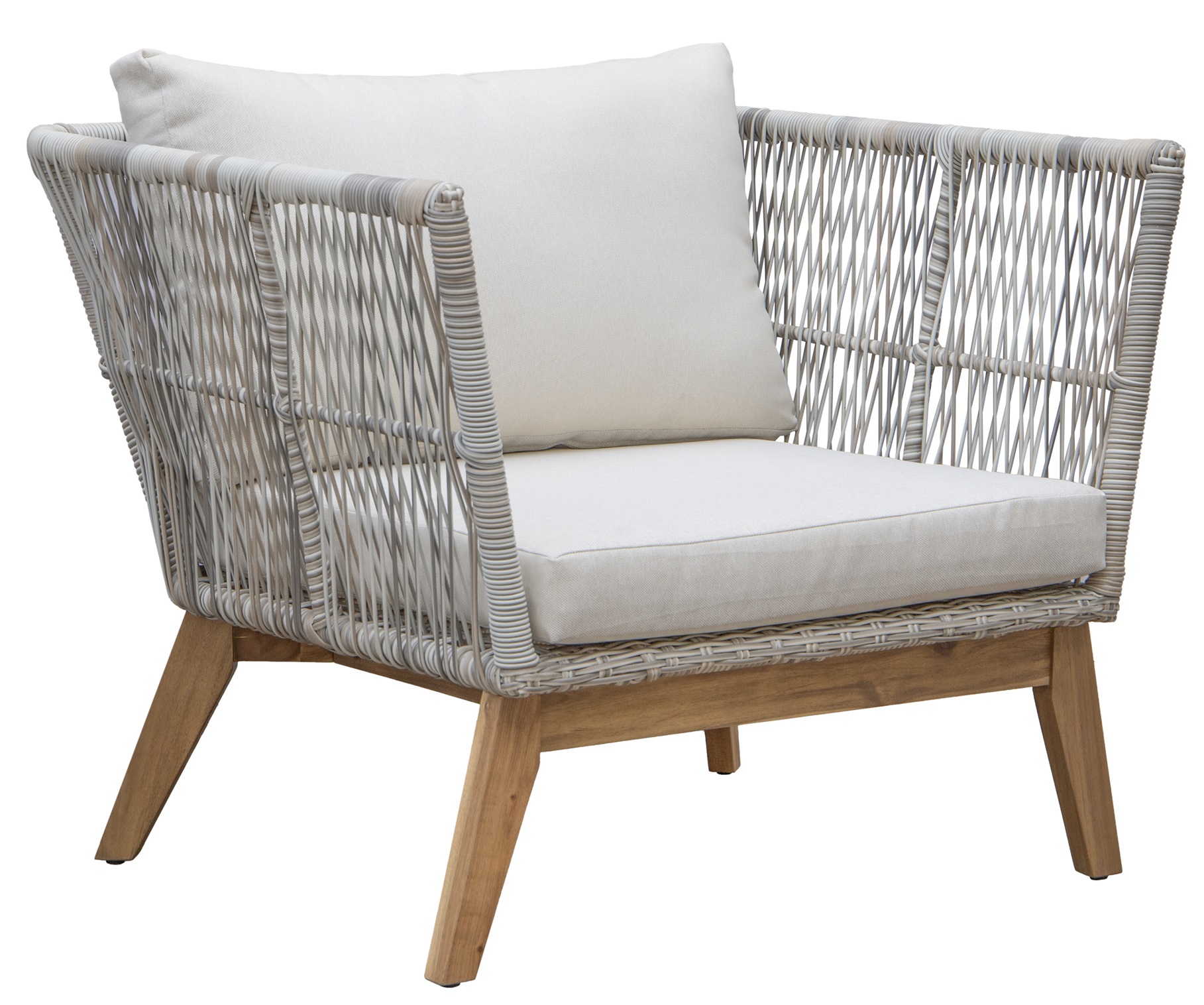 Inez loungegrupp - Grå konstrotting & akacia trä Inez loungegrupp - Grå konstrotting & akacia trä