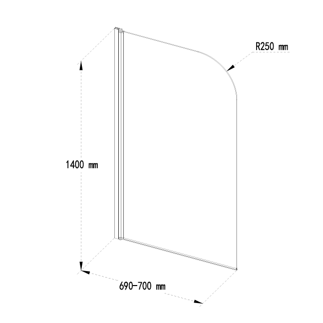 Badkarsvägg Novelle - Rundade hörn | Krom Badkarsvägg Novelle - Rundade hörn | Krom