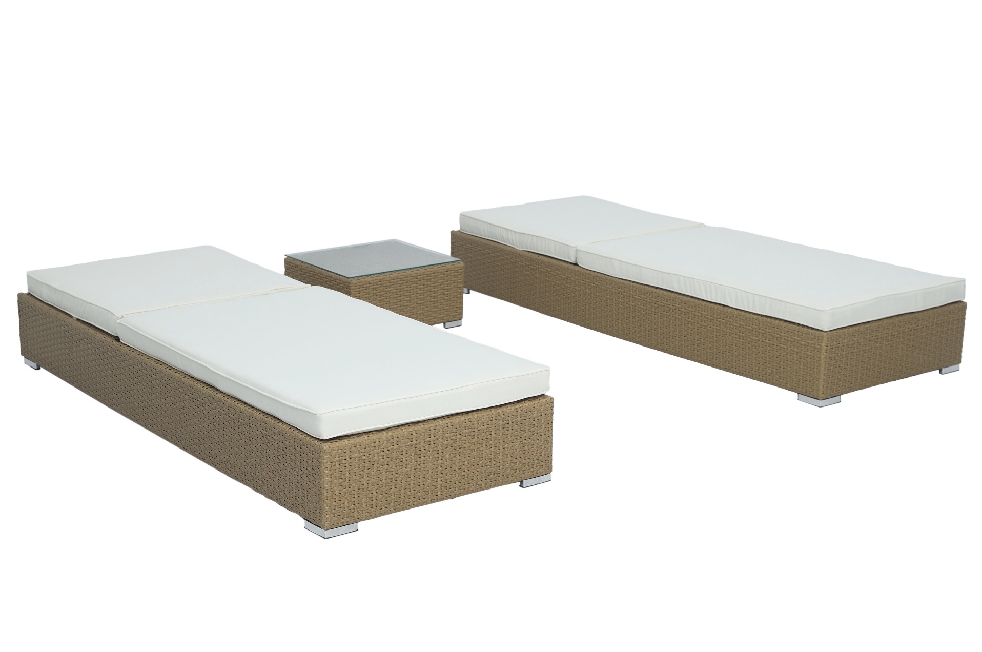 Astrid 2 st Solsängar med bord - Natur konstrotting Astrid 2 st Solsängar med bord - Natur konstrotting