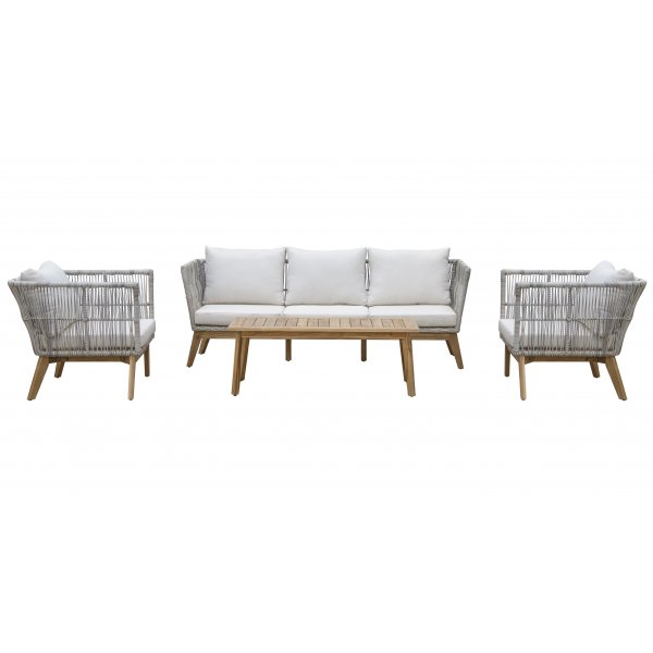 Inez loungegrupp - Grå konstrotting & akacia trä Inez loungegrupp - Grå konstrotting & akacia trä