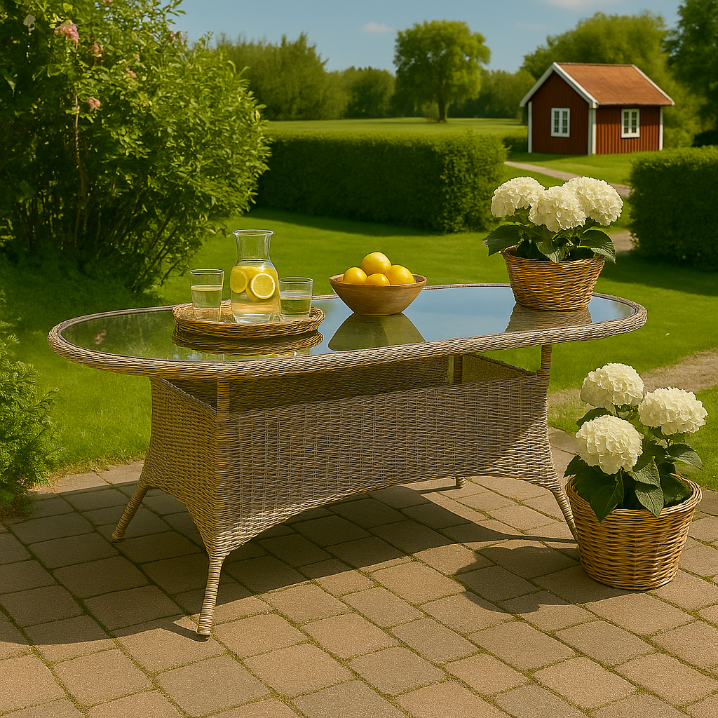 Trdgrdsbord - Menton | 180x100 cm | Natur | Ovalt