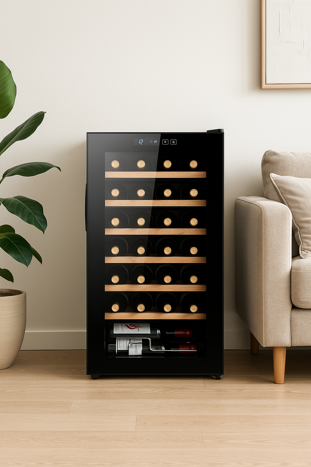 Vinkyl - Elegans | Rymlig | 32 flaskor | Kompressorkyld Vinkyl - Elegans | Rymlig | 32 flaskor | Kompressorkyld