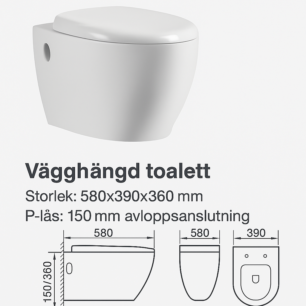 Vägghängd toalett Solin - Vit Vägghängd toalett Solin - Vit