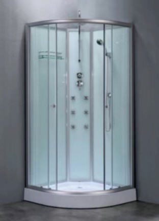 Brusekabine - Nebula | 90�90 cm | Fuldt lukket med hvidt glas og massage