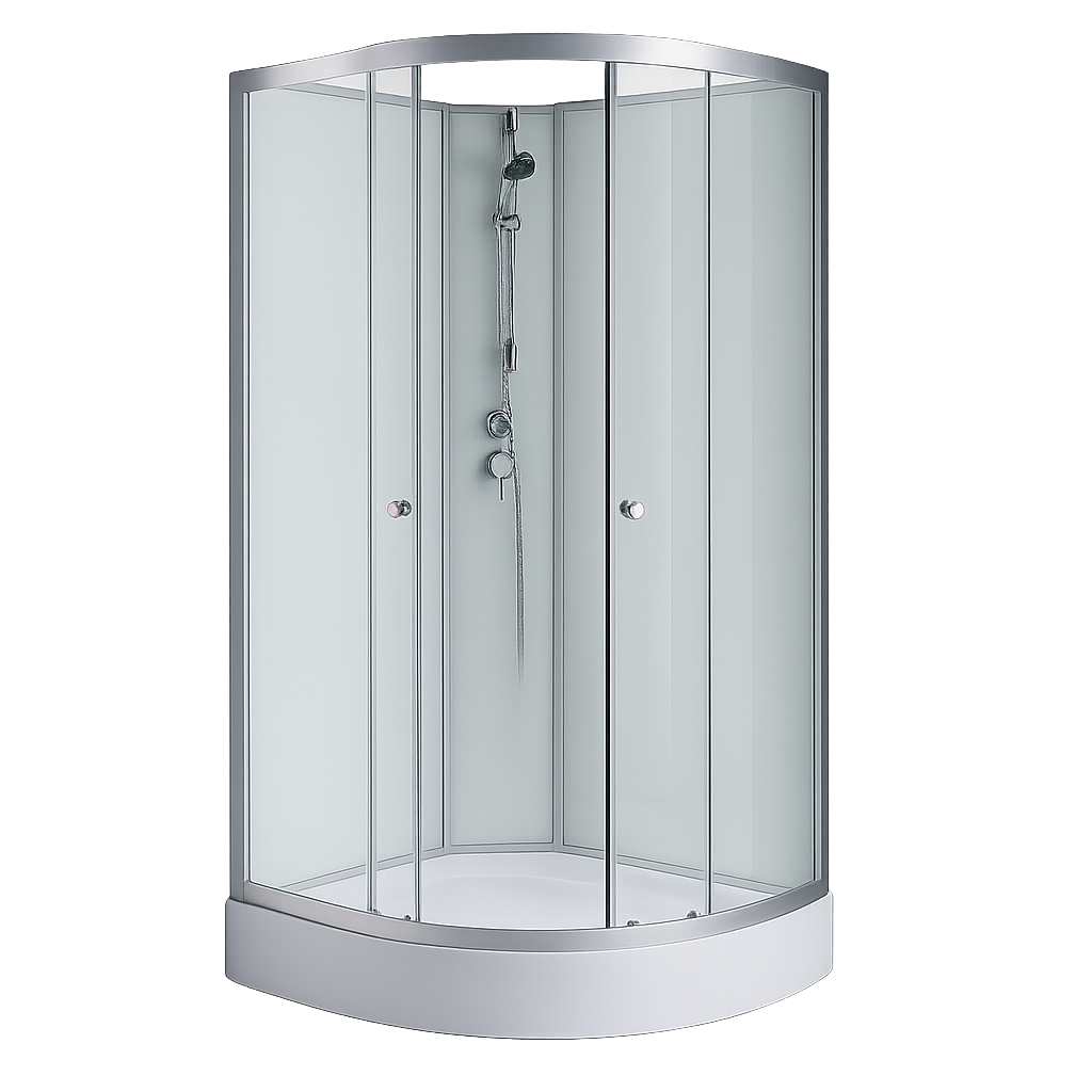 Brusekabine - Vel�r | 90�90 cm | Hvidt glas og massagedyser