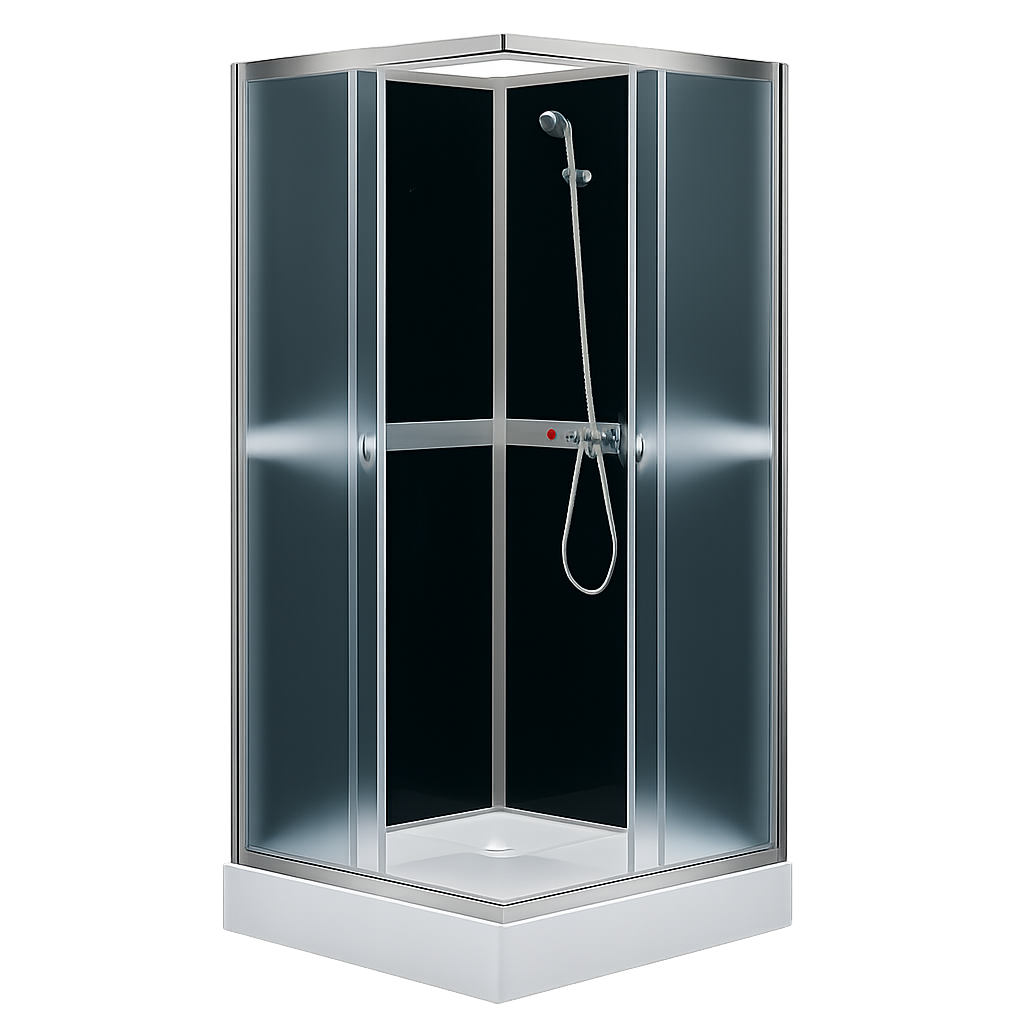 Brusekabine - Liris 80 | 80�80 cm | Hvid bagside af glas og aluminiumsprofil