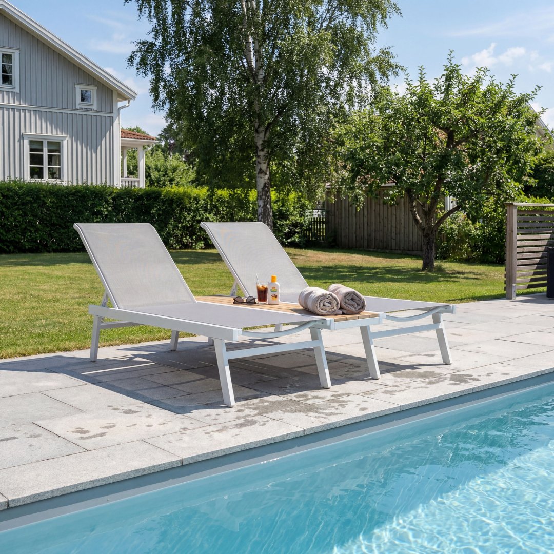 Solseng hvid aluminium loungegruppe udend�rs dobbelt 168x135 cm