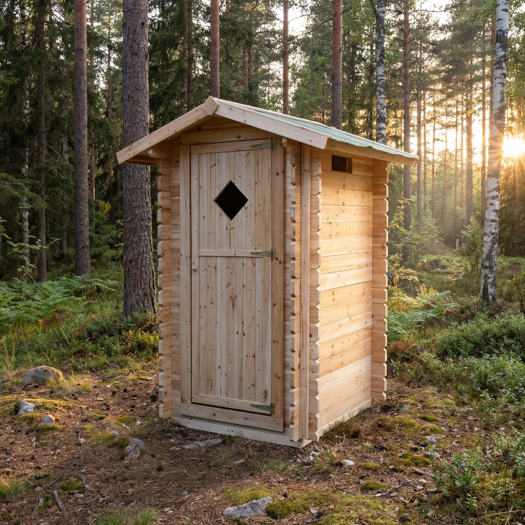 Udend�rstoilet tr� 128x102x217,8cm - Ventilation og vejrbestandigt tag